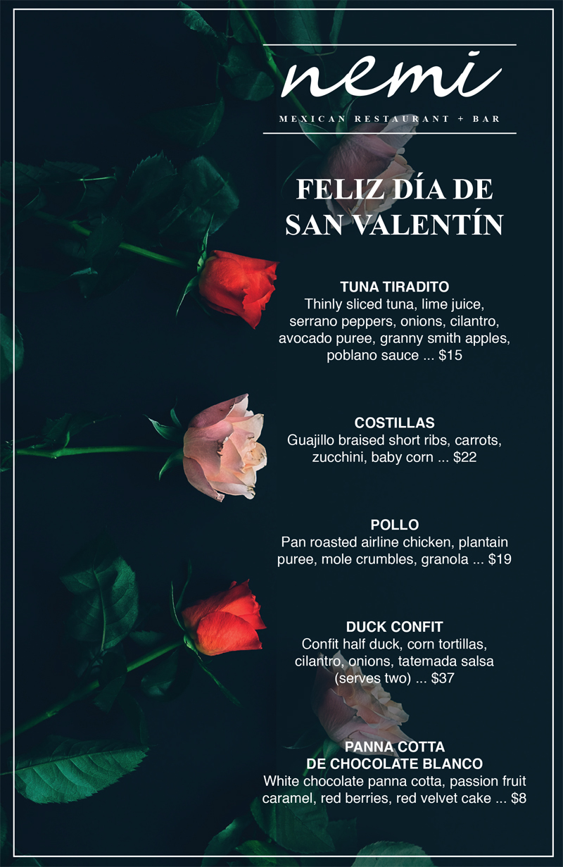 Nemi_ValentinesDay_Menu | Nemi Mexican Restaurant + Bar